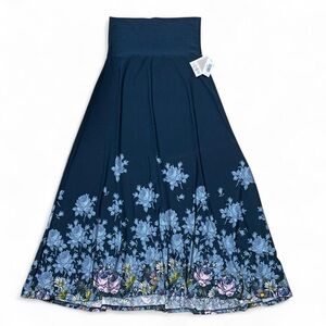 Lularoe teal maxi skirt with floral print. Size Small